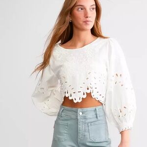 Free People White Laser Cut Oleander Top XS NWOT